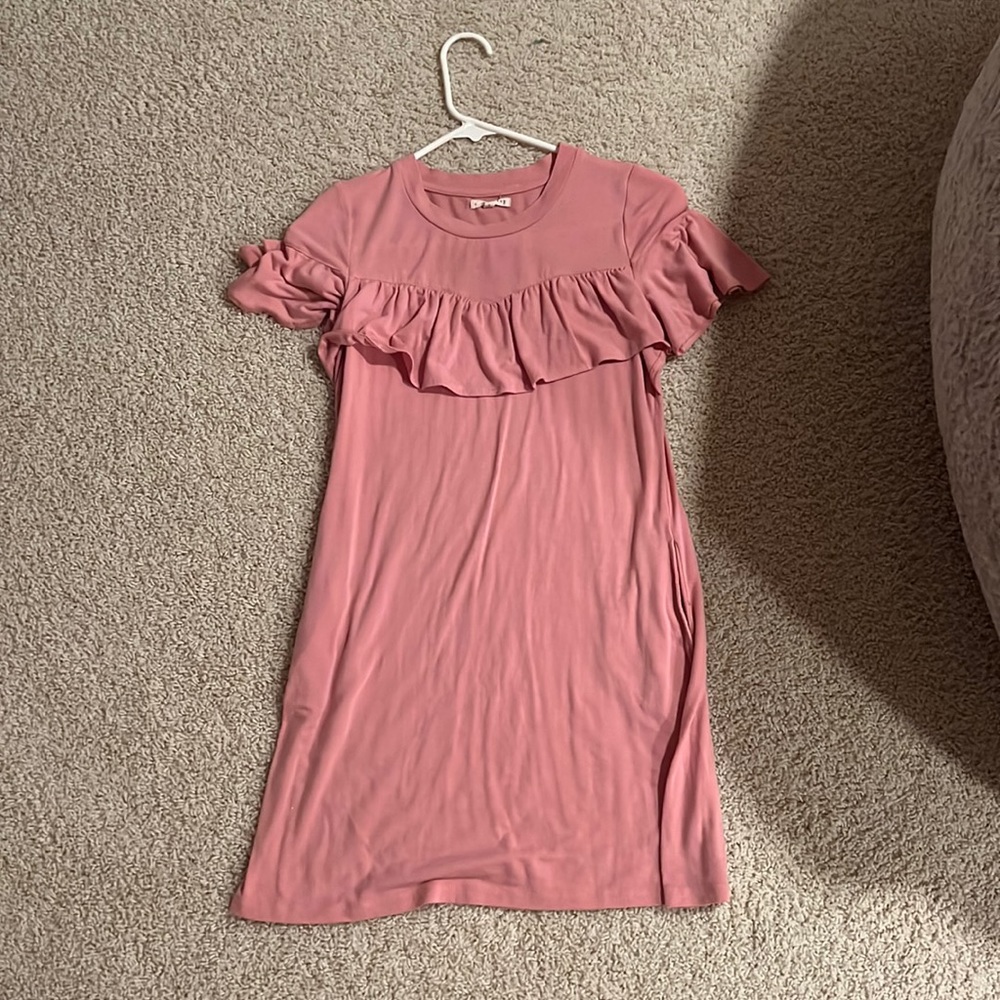 Pink Ruffled Dress with Pockets